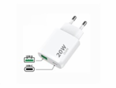 WG - Síťová nabíječka 2x USB, 1x USB-C PD 20W + 1x USB-A QC3.0 18W, white