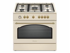 Plynový a elektrický sporák Ravanson Retro KWGE–90ARC (krémový)
