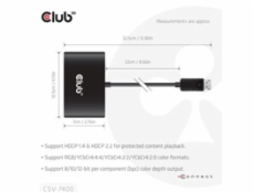 Club3D hub MST (Multi Stream Transport) DisplayPort 1.4 na 4x DisplayPort, Quad monitor, 4x 4K30Hz, 8K30Hz