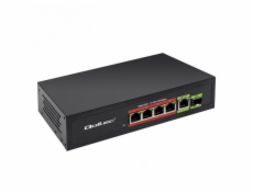 Qoltec PŘEPÍNAČ RYCHLÝ ETHERNET PoE síťový přepínač 4x RJ45 PoE 1x RJ45Uplink 1x SFP | 65W | 1000 Mb/s