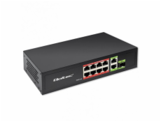 Qoltec SWITCH Rychlý ethernetový síťový přepínač 8x RJ45 PoE 2x RJ45 Uplink 1x SFP | 120 W | 1000 Mb/s