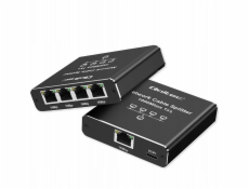 Qoltec Ethernetový rozbočovač mini SWITCH 1x4 RJ45 | 1000Mb/s | USB-C | Hliník