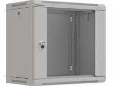 Lanberg 19  9U 540x350 závěsná regálová skříň, šedá, skleněné dveře (ploché balení)