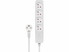 Prepäťová ochrana Savio, predlžovací kábel, 4 zásuvky, 3 m, biela (SAVLZ-08)