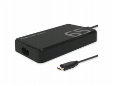 Qoltec 65W GaN super rychlá SLIM nabíječka do zásuvky | PD | 5–20 V | 3,25 A | USB-C 3.1 | Notebook | MacBook | Chytrý telefon | +kabel