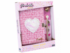 Nice Tvídový diář s flitrovým srdíčkem