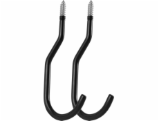 Maclean 2x stropní hák, max 10 kg/hák, MC-485 Sada dvou háčků, na žebřík, kolo, zahradní hadici. Ocelově černá.