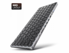 AXAGON Klávesnice HMC-KB-NRD s USB-C 5 Gb/s a 9v1 multiportovým rozbočovačem, SD/microSD, 3x USB-A, HDMI 4K/60Hz, PD 100W, zvuk, severské rozložení, 60cm kabel USB-C