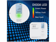 Qoltec Czujnik tlenku węgla z baterią | alarm 85dB | LED
