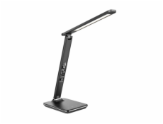 Solight LED stolní lampička s displejem, 9W, volba teploty světla, kůže, černá - WO45-B