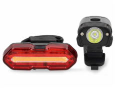 NEDIS světlo na kolo/ napájení z baterie/ 5 V DC/ 3 W/ včetně baterií/ dobíjecí/ 6500 K/ dosah svitu 100 m/ USB-C/ černé