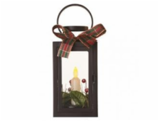 LED dekorace – vánoční lucerna se svíčkou černá, 20 cm, 3x AAA, vnitřní, vintage