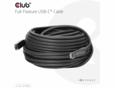 Club3D Kabel USB-C, 10 Gbps, 4K120Hz, 8K60Hz, 60W, Bi-directional, 15m, černá