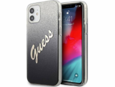 Guess Pouzdro Guess GUHCP12SPCUGLSBK pro Apple iPhone 12 mini černé/černé pevné pouzdro s třpytivým gradientním písmem