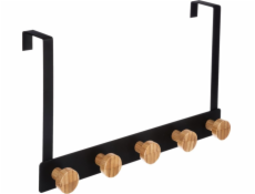 5five Ramínko na dveře s 5 háčky, černé, loft