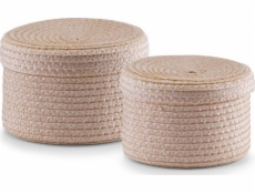 Zeller Zeller, Sada 2 kulatých košíků s víky, přírodní barva