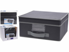 NoName Skládací textilní nádoba s víkem, šedá, 44x33x22 cm