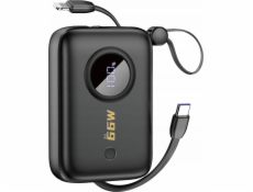 Dudao Powerbanka K14 s USB-A, USB-C, Lightning 10000 mAh, černá