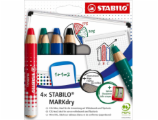 Stabilo Křídy Stabilo MARKdry (+ ořezávátko a hadřík) 4 barvy