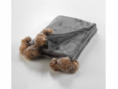 Douceur d`Interieur Měkká kožešinová deka SNOWY s bambulkami, interiérový design, 125 x 150 cm