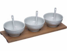 Secret de Gourmet Sada na svačinu 3 porcelánové misky + lžičky a podšálek
