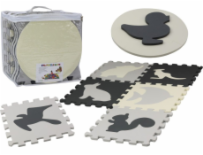 LeanToys Měkká podložka na puzzle kontrastní, vzdělávací, EVA pěna, šedá, 28 dílků.