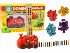 LeanToys Bateriové auto s červeným dinosaurem, skládací barevné domino kostky 4 barvy kostek