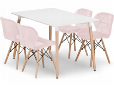 Leobert Sada obdélníkového stolu ADRIA 120x80 bílý + 4 židle LAGO růžové