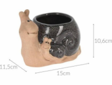 ProGarden Porcelánový zahradní květináč šnek, 15 x 11 cm