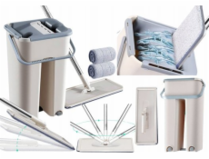 LeanToys Mop Squeeze s dvojitým kbelíkem a 2 mikrovláknovými náplněmi LEAN Toys