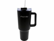 Kamille OCELOVÝ TERMOHRNEK 1200ML S RUKOJEŤEM A BRČKEM KM-2172