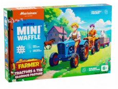 MARIOINEX Mini Waffle Farmer stavebnice Traktory a krásná louka, 110 dílků