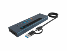 Icy Box IB-HUB1742CR-C2PD (hellblau, USB-A, USB-C, SD, microSD)