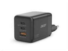 ACER Adaptér 100W GaN charger, 3porty: 2x USB-C + 1x USB-A ports, EU a UK zástrčka, textilní obal, black