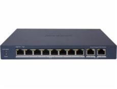 Hikvision DS-3E1510P-EI - Smart managed switch 8x Gb PoE + 2x Gb Uplink RJ-45, 110W, Super PoE - dosah až 300m