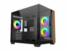 Cooler Master case Elite 481 Wood, mATX, Průhledná bočnice, 3x 120mm ARGB Fan, Černá