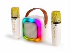 CONNECT IT 2Mic bezdrátový mini party karaoke reproduktor + 2 x mikrofon,BT,USB,USB-C/Micro SD, 3,5mm jack, 5W, BÉŽOVÝ