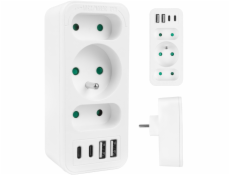 Proudová zásuvka x3 + 4xUSB Maclean, 3-zásuvkový rozdělovač, 2xUSB A, 2xUSB C PD 20W, 1x16A + 2x6A, MCE248 F/W