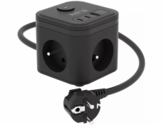 KERG SMART – 3-ZÁSUVKOVÁ NAPÁJECÍ KOSTKA + NABÍJEČKA USB-A+USB-C 1,5 M 3×1,5 MM2 H05VV-F 16 A/250 V