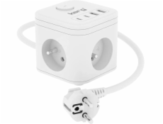 KERG SMART – 3-ZÁSUVKOVÁ NAPÁJECÍ KOSTKA + NABÍJEČKA USB-A+USB-C 1,5 M 3×1,5 MM2 H05VV-F 16 A/250 V