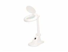 NEDIS zvětšovací stolní LED lampa/ čočka 3 + 12 dioptrií/ spotřeba 6 W/ teplota 6500 K/ světelný tok 400 lm/ bílá