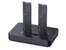 Dokovací stanice Gembird DD2-U3M2 pro stolní počítače s duálním diskem, USB Type-C M.2 NVME (a SATA) SSD, černá