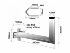 Držák antény na stožár s vinklem, galvanický zinek, délka 35cm