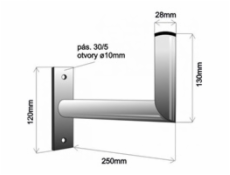 Držák antény na zeď, galvanický zinek, délka 25cm