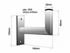 Držák antény na zeď mini, galvanický zinek, délka 15cm