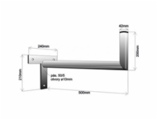 Držák antény na zeď, tvar T, galvanický zinek, délka 50cm