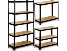 Funfit Kovový úložný regál 150x75x30 cm ČERNÁ