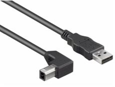 Kabel PremiumCord USB 2.0 A-B pro tiskárny 5m, 90° B-konektor, černý