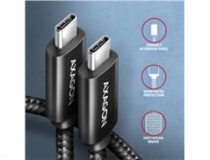 AXAGON BUCM4X-CM05AB NewGEN+ kabel USB-C <-> USB-C, 0.5m, USB4 Gen 3×2, PD 240W 5A, 8K HD, ALU, oplet, černý