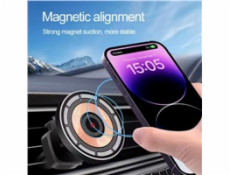 1stCOOL bezdrátová QI nabíječka 15W, do auta, MagSafe, USB-C, černá